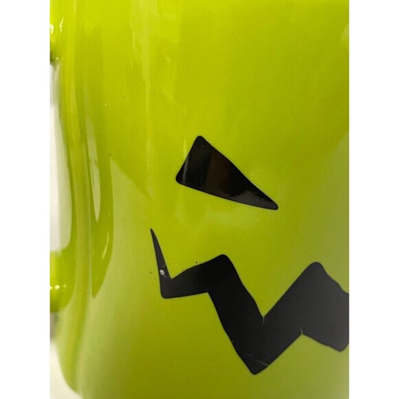 RAE Dunn Artisan Collection Green Pumpkin Face Boo Spooky Halloween Mug 3W 5H - Picture 3 of 9